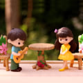 Miniatyrbild 6 av 7: 2st/ set Miniatyrprydnader Pojke Flicka Gitarr Sweety Lovers Parfigurer Hantverk Harts Bröllopsdockor Tillbehör Heminredning H2