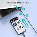 Miniatyrbild 5 av 6: USLION 7A Magnetisk USB Snabbladdningskabel Typ C Mirco Telefon Datakabel För iPhone 16 15 Pro Max Xiaomi 14 POCO F6 Oneplus 13 Black 3in1 1m