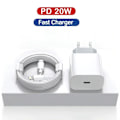 Miniatyrbild 2 av 6: PD 20W Snabbladdare EU-kontakt med 1M/3FT Kabel för iPhone iPad Samsung Telefon EU with C to C cable