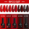 Miniatyrbild 1 av 6: LILYCUTE 5 st/set 7ML Rödbrun Nagelgel DIY Nagelkonst Semi-Permanent UV Gel Polish Långvarig Design Manikyr Kit Tillbehör 241178