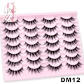 Miniatyrbild 1 av 6: Ayrmilla Naturliga Falska Ögonfransar 5/10/14Pairs Dramatiska 3D Mink Lassar Tjocka Falska Ögonfransförlängning Faux Cil S Makeup Maquiagems 14Pairs-DM12