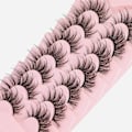 Miniatyrbild 6 av 6: Falska Ögonfransar Fluffy Faux Mink Lashes Wispy Fe Katt Ögon Lashes Spiky Strip Lashes Förlängning Naturlig Volym Fake Lashespaket CC