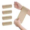 Miniatyrbillede 1 af 5: 4 stk. Khaki Elastisk Håndledskompressionsbandage Justerbar Håndledsrem Håndstøtte Wraps Åndbar Håndledsrem (40 cm)