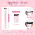 Miniatyrbillede 5 af 5: Clip-in hår tinsel-sæt, pakke med 6 stk. glitter fe-tinsel hår extensions 20 tommer skinnende hår tinsel varmebestandig (rød)