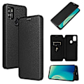 Miniatyrbilde 1 av 4: For ZTE Blade A7s 2020 Karbonfibertekstur Horisontal Flip TPU + PC + PU Lærveske med Kortspor Black