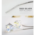 Miniatyrbillede 3 af 4: Trådøreringe til kvinder Hypoallergen 925 Sterling Sølv Lange Dangle Øreringe Østrig Krystaller Drop Øreringe
