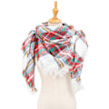 Miniatyrbillede 2 af 7: Mode Vinter Varmt Stort Tartan Tæppe Plaid Sjal SJ-19#White and Colorful 135x135x200cm