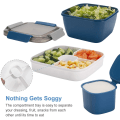 Miniatyrbild 3 av 5: Salladslunchbehållare To Go, Salladsskålar med 3 fack, Sallad Tupperware för salladstoppingar