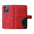 Miniatyrbillede 4 af 5: KT Læderserie-1 Til Motorola Edge 50 Neo 5G Læder Etui Farvesplejsning Telefon Cover Wallet Stand Multicolor Red