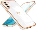 White case compatible with Samsung Galaxy S22 case Cute love pattern Ultra-thin electroplated silicone TPU case S22 protection Shockproof Anti-Scratch