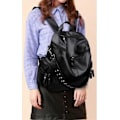 Miniatyrbild 3 av 3: Damryggsäck Väska PU Läder Anti-Stöld Handväskor Casual Axelväska Dammode Nitar Design Satchel Väskor Svart