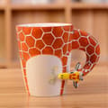 3D Handmålad Keramisk Djurmönstrad Kaffemugg (Giraff)