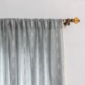 Miniatyrbillede 2 af 4: Bohemian Style Soveværelse Broderede Stribede Landhus Gardiner 84 Tommer Lange 2 Stykker Sæt Blå Linned Gardiner ( B 132,08 cm x L 160,02 cm, Blå )