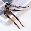 Miniatyrbillede 5 af 5: 2 stk. fransk stil celluloseacetat skildpadde skal U-formet hårnål gaffel pinde 2 prong  Chignon pin til kvinder