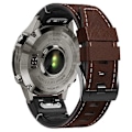 Miniatyrbillede 1 af 5: Til Garmin Tactix 7 Pro/Fenix 7X/6X/6X Pro/5X Plus Urrem Læderbelagt Silikone Armbånd Style A