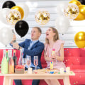 Miniatyrbillede 5 af 5: 60 stk. sorte, guld og hvide balloner, fødselsdagsdekoration balloner, latex heliumballoner til fødselsdagsbryllup
