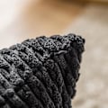 Miniatyrbillede 3 af 5: Rektangulære pudebetræk Ultra bløde stribede fløjl ensfarvede pudebetræk Aflange pudebetræk til lænden, 12 x 20 tommer, sort
