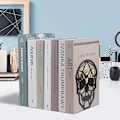 Miniatyrbillede 4 af 5: Bogstøtter i sort metal, moderne bogstøtte i kranie-design, skridsikker bogstøtte i kraftig holder (2 par/4 stk., stor)