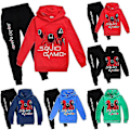 Miniatyrbild 1 av 3: Squid Game Barn Unisex Hooded Hoodie Toppar + Byxor Set_y Hög Kvalitet Red 9-10Years