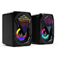 Miniatyrbild 2 av 5: 2X X2 Datorhögtalare med Subwoofer för PC Desktop Dator LED Belysning Hemmabiosystem USB