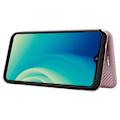 Miniatyrbilde 4 av 4: For ZTE Blade A7s 2020 Karbonfibertekstur Horisontal Flip TPU + PC + PU Lærveske med Kortspor Pink