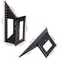 Miniatyrbillede 2 af 5: 2 Sadel Layout Vinkelmåler til Træbearbejdning, 45/45 Grader - 90/45 Grader Vinkel Layout Gehrungsvinkel Måling T Lineal, Aluminiumlegering (Sort)