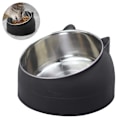 Miniatyrbillede 1 af 5: 400 ml sort rustfrit stålkatskål, vipbar hund- og katteskål, skridsikker og spildfri, egnet til små, mellemstore og store hunde og katte.