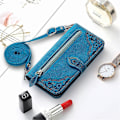 Miniatyrbilde 5 av 5: Kompatibel med Motorola MOTO G84 Zip-lomme Magnetisk Kortholder med Håndleddsstropp Lommebokveske for Motorola MOTO G84 Blue