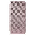 Miniatyrbilde 2 av 4: For ZTE Blade A7s 2020 Karbonfibertekstur Horisontal Flip TPU + PC + PU Lærveske med Kortspor Pink
