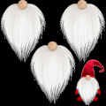 Miniatyrbild 1 av 5: Tomte pärlor och falska skägg 6st / set Faux Fur Dwarf Beard Wood Bead För Jul Plysch Tomte Docka Handgjorda DIY Hög kvalitet Vit