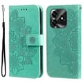 Compatible for Honor X5c Plus Case Flower Pattern PU Leather Wallet Stand Phone Cover (Green)