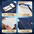 Miniatyrbillede 3 af 5: Denim Journal med lås til kvinder, genopfyldelig låsbar journal til voksne B6 notesbog med lås, 5,5 x 7,9 tommer, marineblå