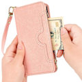 Miniatyrbillede 5 af 5: Etui til Motorola Edge 20 Fusion Cover Lynlås Magnetisk Tegnebog Kortholder PU Læder Flip Etui Pink A