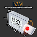 Miniatyrbild 5 av 5: Projektionsväckarklocka för sovrum, stor väckarklocka med projektion på taket med USB-port, batteribackup - silver