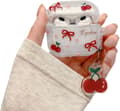 Headphone Case for AirPods 4, Cute Transparent Bow Cherry Clear Case Soft Silicone Protective AirPods 4 Shell Shockproof Protection
