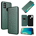 Miniatyrbillede 1 af 4: Til ZTE Blade A7s 2020 Horisontal Flip TPU + PC + PU Læder Etui med Kort Slot, Carbon Fiber Tekstur Green