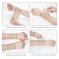 Miniatyrbillede 4 af 5: 4 stk. Khaki Elastisk Håndledskompressionsbandage Justerbar Håndledsrem Håndstøtte Wraps Åndbar Håndledsrem (40 cm)