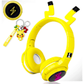Miniatyrbillede 1 af 5: Børneheadset spilheadset med mikrofon, LED-lys, foldbar stereo $ Børneheadset Bluetooth stereoheadset - Pikachu gul