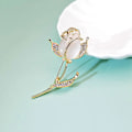 Miniatyrbillede 4 af 5: Opal Rose Blomsterbrocher til Kvinder Tulipan Mode Nål Elegant Rhinestone Broche Smykker Høj Kvalitet