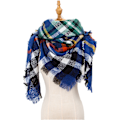 Miniatyrbillede 2 af 7: Mode Vinter Varmt Stort Tartan Tæppe Plaid Sjal SJ-17#Royal Blue 135x135x200cm
