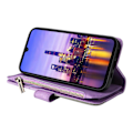 Miniatyrbilde 3 av 5: Multifunksjonelt etui til Samsung Galaxy A16 med glidelås, lommebok, skinndeksel og stativ Purple
