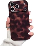 Cute Phone Case for iPhone 17 Pro Max Shell Turtle Pattern Leopard Full Camera Protection Slim Shockproof Cool Trendy Aesthetic-Brown Amber