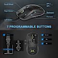 Miniatyrbillede 4 af 5: 65G (2,29oz) Trådløs Letvægts Gaming Mus med 3200DPI, RGB Baggrundsbelysning og 7 Programmerbare Knapper