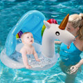 Miniatyrbillede 4 af 5: Enhjørning Baby Pool Float med Kaleche, Blinkende Sæde og Sikkerhedsgreb, Sommer 2023 Hot, Oppustelig Baby Float til Børn 1-4 År, Festartikler