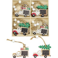 Miniatyrbild 1 av 5: 12 st julgransdekorationer julgranshänge prydnader trä julgranshängande prydnader DIY trä juldekorationer