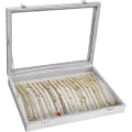 Miniatyrbild 1 av 5: Halsbandshållare Box Premium 20 Krokar Halsband Display Smyckeskrin med Transparent Lock Smyckeshalsband Display Box (Grå)