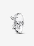 Pandora - Sparkling Asymmetrical Herbarium Cluster Ring - Sterling Silver Circumference: 52mm