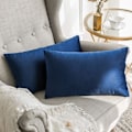 Miniatyrbillede 1 af 5: 2 stk. dekorative fløjls pudebetræk sofa pudebetræk super glat blød dekoration hjem stue soveværelse til 2 stk. sofa 30X50CM mørkeblå