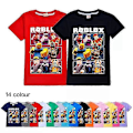 Miniatyrbilde 1 av 3: Ny Sommer Casual Kort Ermet T-skjorte Roblox Barn Bomulls T-skjorte Topp for Gutter og Jenter 120 Red