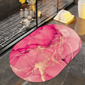 Miniatyrbilde 1 av 5: Rød gull linjemarmor matte tepper baderom gulvmatte superabsorberende ultratynt lavprofil sklisikkert hurtig tørkbar vaskbart teppe for（24\"*16\"Ellipse）